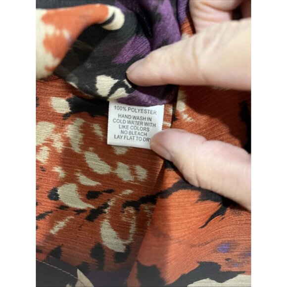 Gibson Top Womens S Multicolor Button Up Floral Ruffle Pleated Sheer Chiffon Y2K - Picture 7 of 9